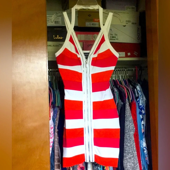 bebe Dresses & Skirts - Bebe striped mini halter dress